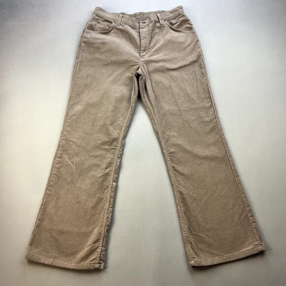 Vintage Roebucks Pants Mens 32 Tan Corduroy Chino Bootcut Fit Western Cowboy - Picture 1 of 11